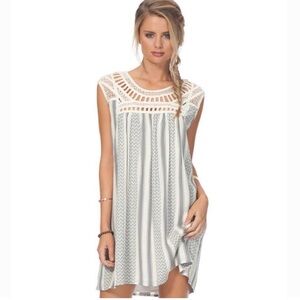 Rip Curl Del Sol Striped Swing Mini Dress Crochet Sleeveless Beach Size S